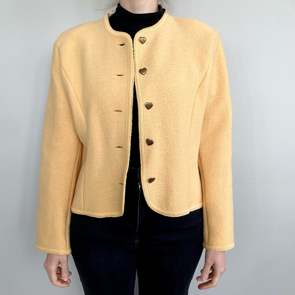 Vintage 100% boiled wool yellow jacket. 💛